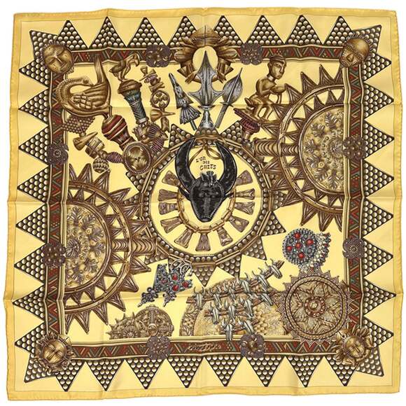 HERMES Yellow Silk Scarf